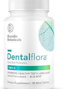 Dental Probiotic, 60 Sugar Free Chewable Tablets, Mint Flavor - Vegan Supplements w/BLIS K12 & M18 - Boosts Oral Health - Fights Bad Breath (Halitosis), Tooth Decay, Strep Throat